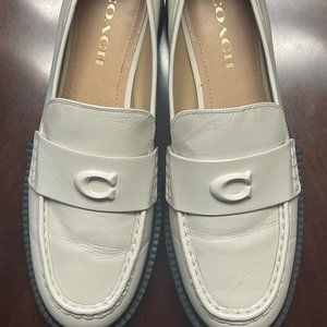 Coach Cream Leather Loafers with Logo